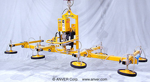 ANVER Eight Pad Electric Powered Vacuum Lifter with Powered Tilt and Foam Pads for Lifting & Tilting Stone Tile 12 ft x 6 ft (3.6 m x 1.8 m) up to 1000 lb (454 kg)